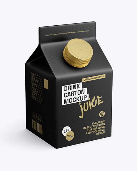 Matte Drink Carton Box Mockup - Half Side view