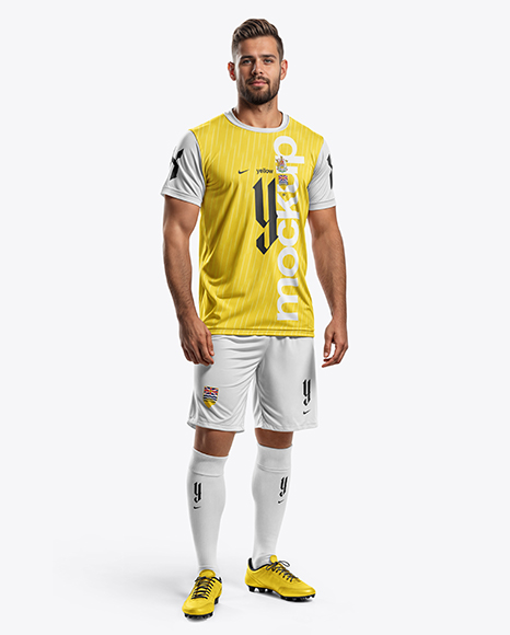 Bearded Man Wearing Full Soccer Kit Mockup - Mockup kit soccer