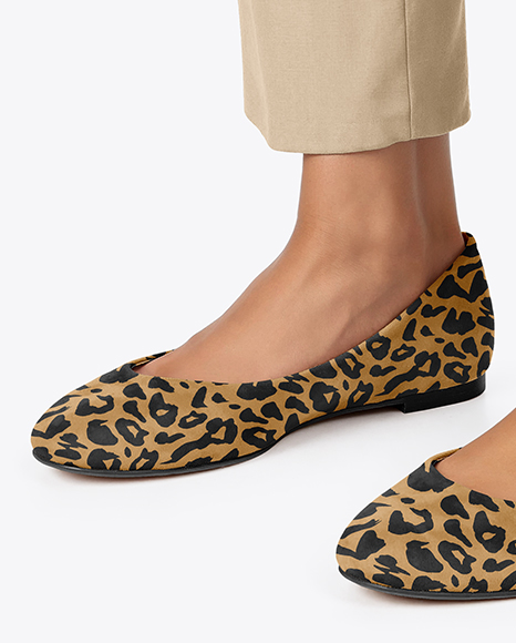 Pair of Suede Ballet Flats on Woman's Legs Mockup