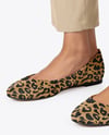 Pair of Suede Ballet Flats on Woman's Legs Mockup