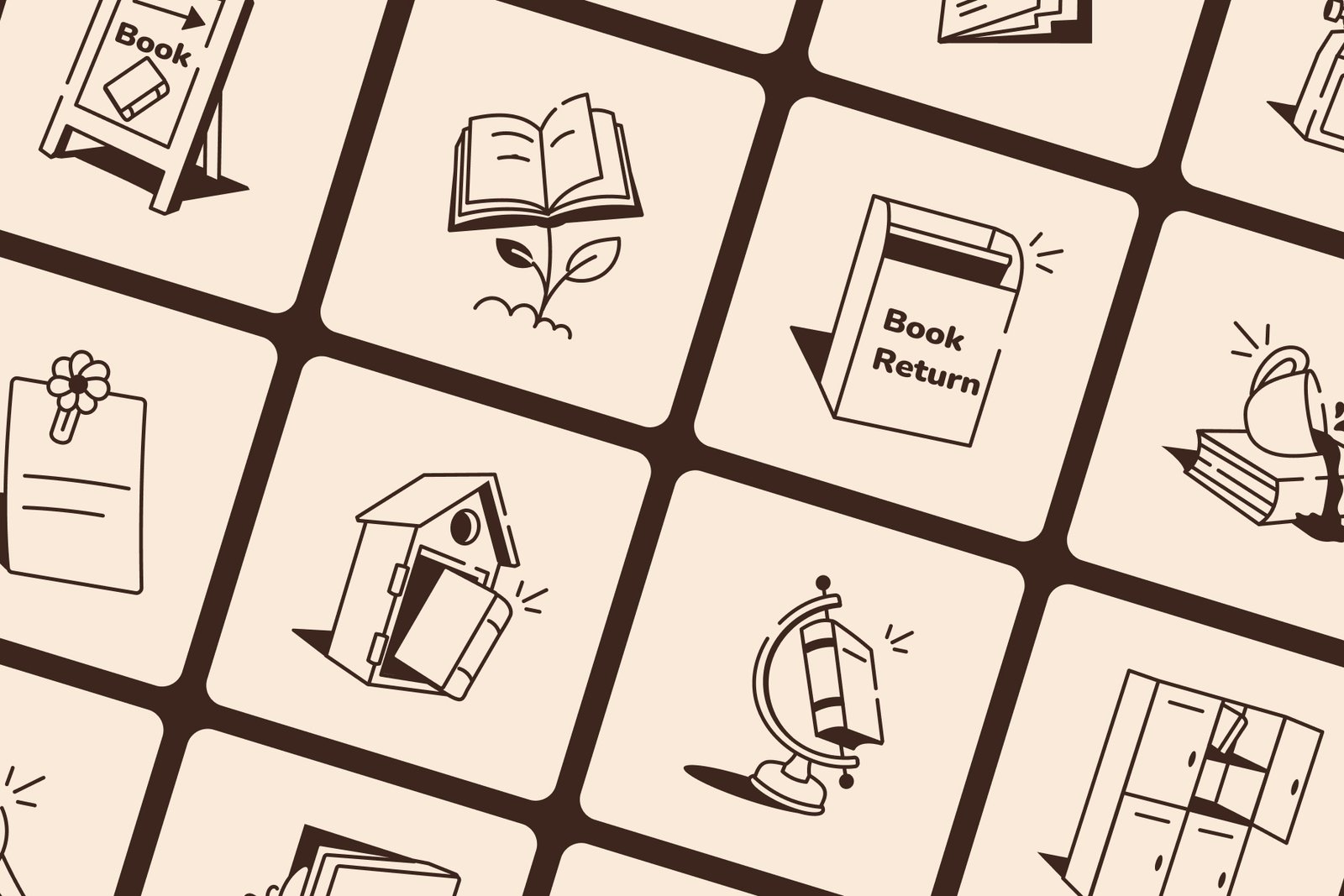 Library Drawing Illustration Set