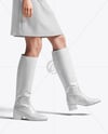 Pair of High-Knee Boots on Women's Legs with Dress Mockup
