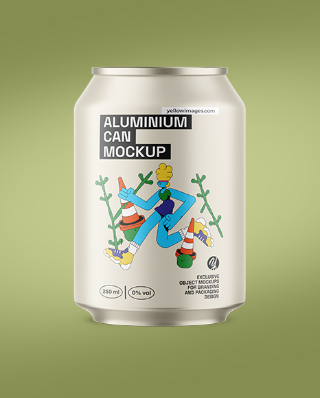 250ml Matte Aluminium Drink Can Mockup