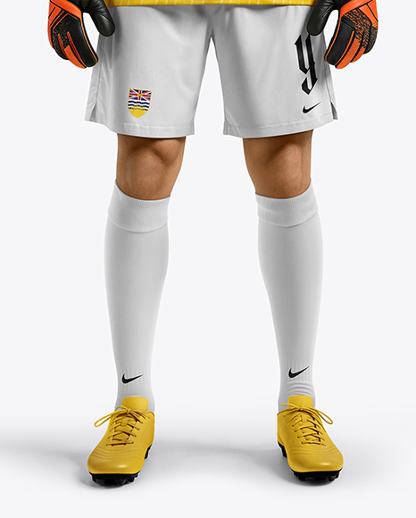Soccer Goalkeeper Wearing Long Sleeve Jersey and Shorts Mockup