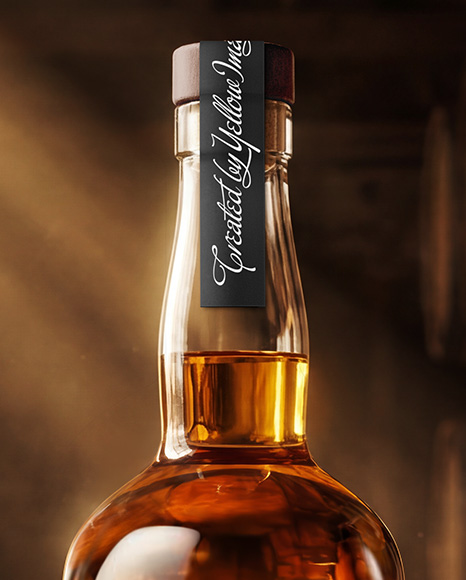 Clear Glass Whiskey Bottle Mockup