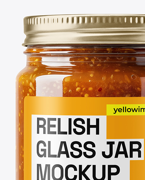 Clear Glass Jar with Sweet Relish Sauce Mockup