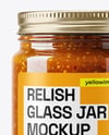 Clear Glass Jar with Sweet Relish Sauce Mockup