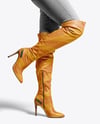 Pair of Over-The-Knee Boots on Women's Legs with Jeans Mockup