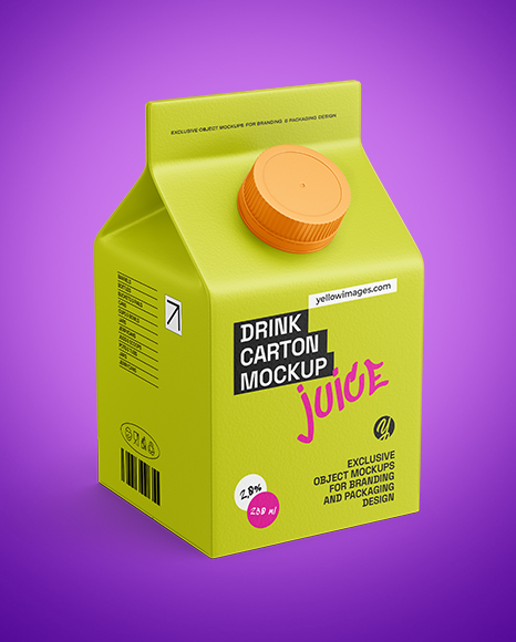 Matte Drink Carton Box Mockup - Half Side view