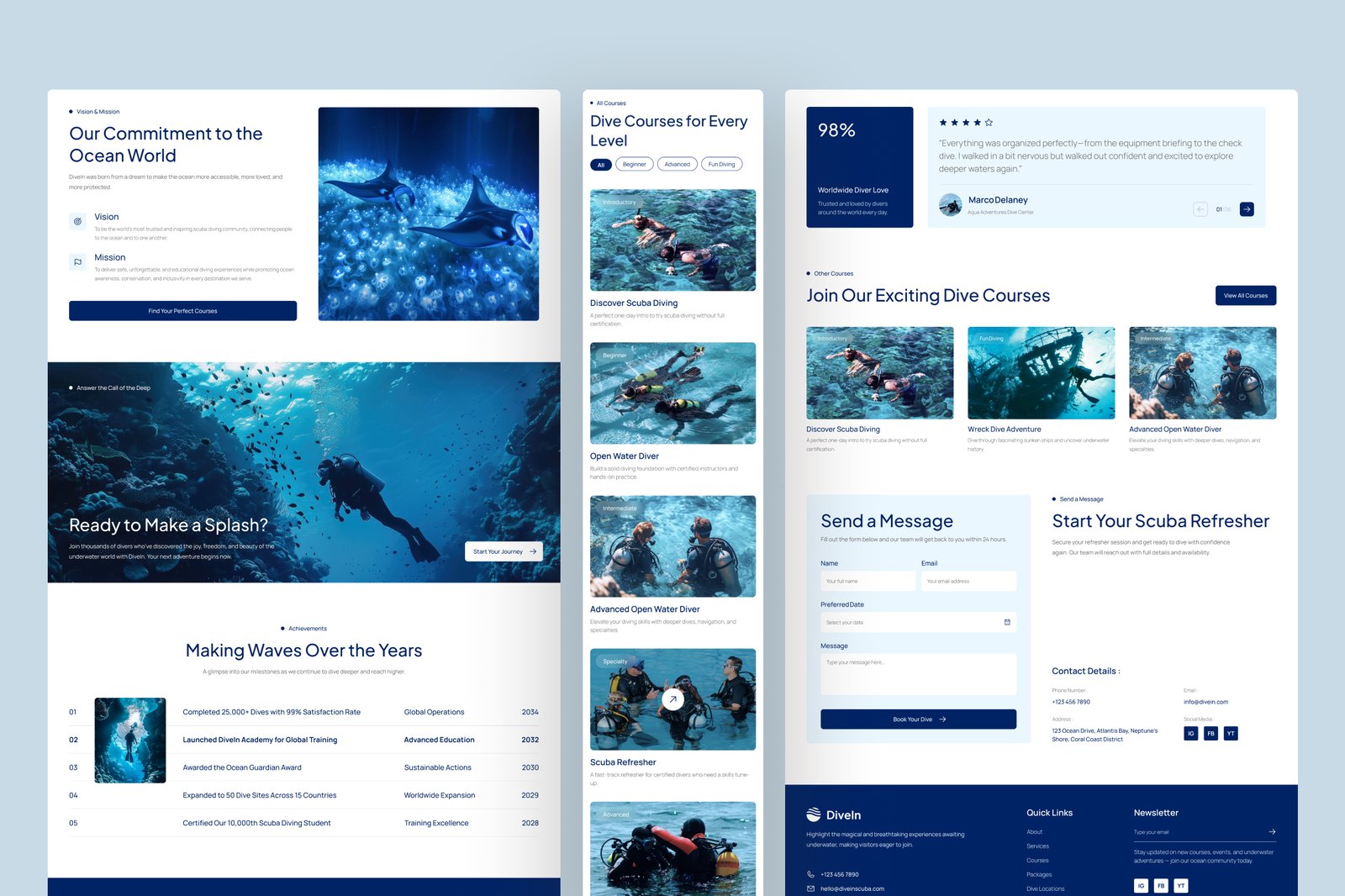 DiveIn – Scuba Diving Website UI Figma Template