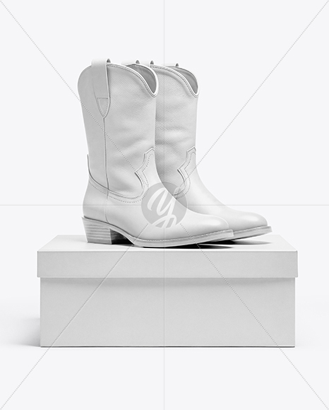 Cowboy Boots on Shoe Box Mockup
