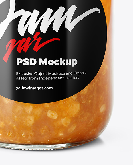 Clear Glass Jar with Orange Jam Mockup