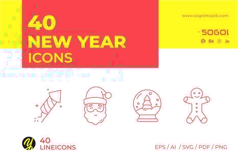 40 New Year Icons - Creative Store