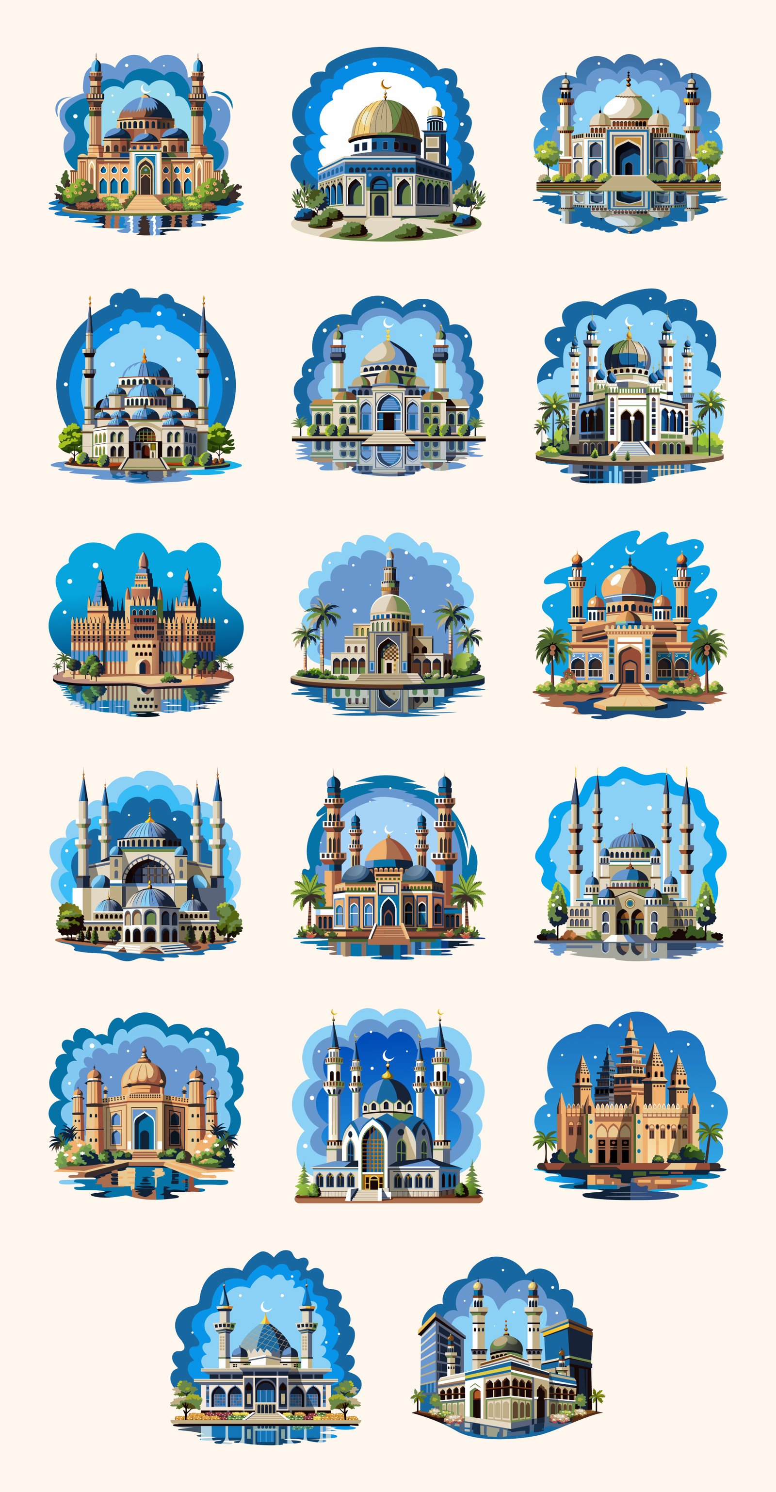 Mosque Illustration Art Set