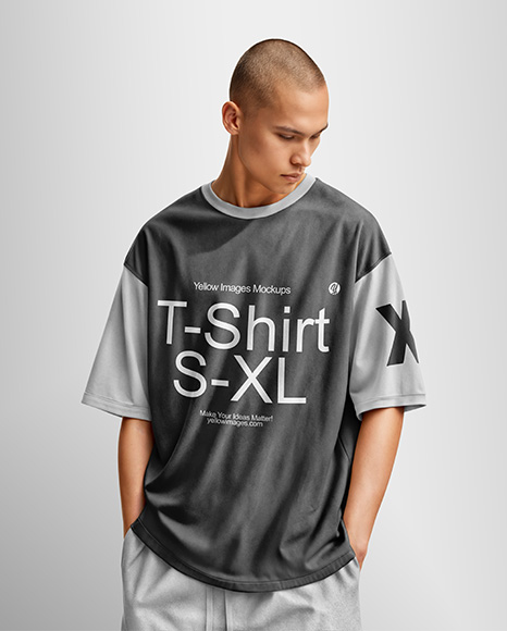 Man Wearing an Oversize T-shirt Mockup