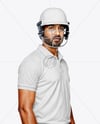 Indian Cricket Player Wearing a Polo and Helmet Mockup