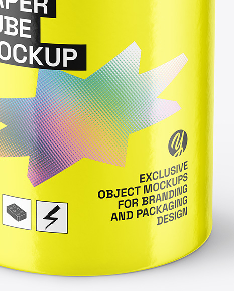 Glossy Paper Tube with Pull Tab Mockup
