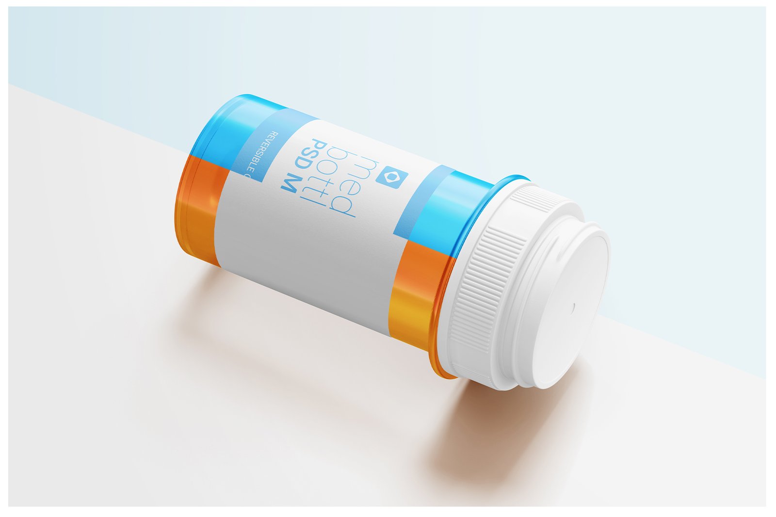 Medicine Transparent Plastic Bottle with Cap Editable PSD Mockup Set