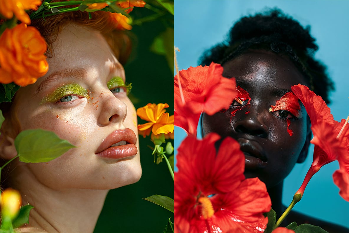 Fashion models in flowers