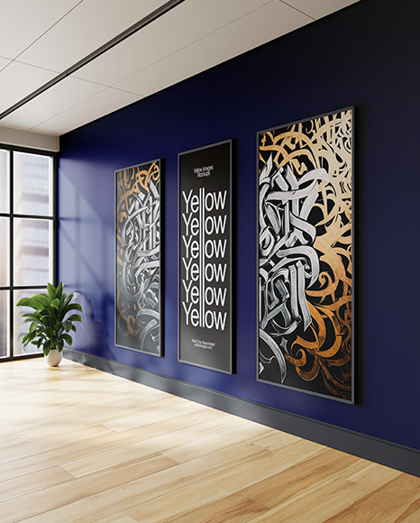 Three Framed Posters on a Wall Mockup