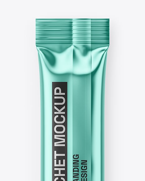 Glossy Metallic Stick Sachet Mockup