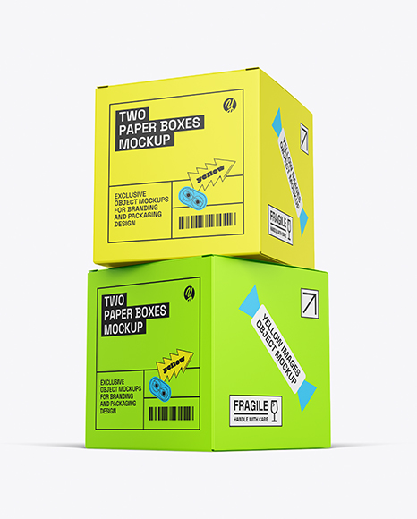 Two Paper Boxes Mockup - Cylindrical box mockup