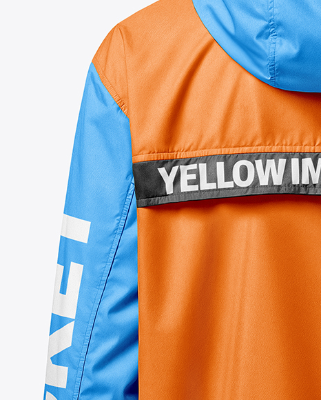 Hooded Windbreaker Jacket Mockup - Back View