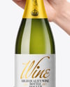 Green Glass Champagne Bottle in Hands Mockup