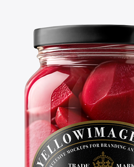 Clear Glass Jar with Pickled Beets Mockup