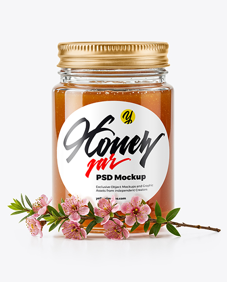 Glass Jar with Manuka Honey Mockup - Honey+Jar+Mockup+Creative+Photoshop+Templates+Creative+Market