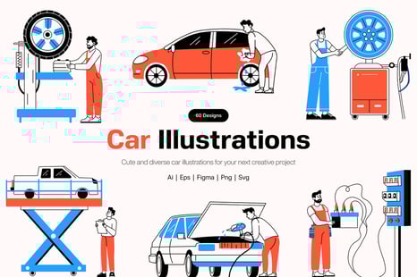 Car Illustration Art Set - Graphics