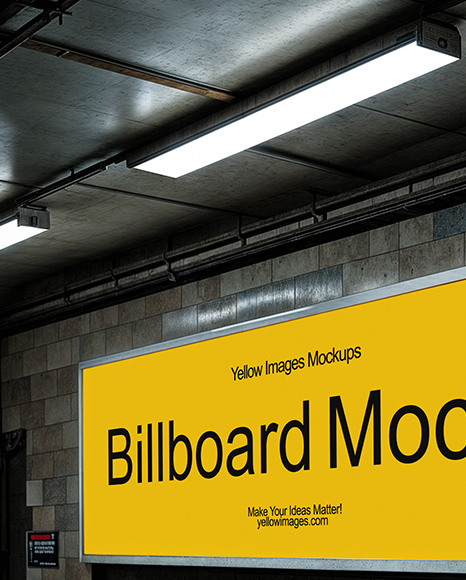 Billboard in Subway Station Mockup