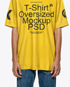 Young Man Wearing Oversized T-Shirt and Visor Cap Mockup