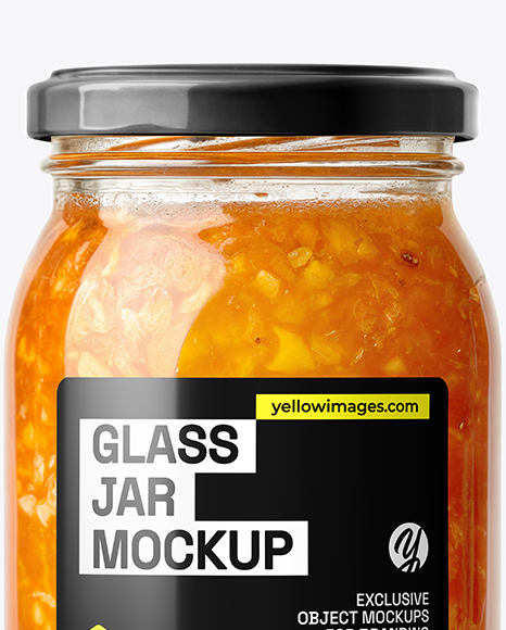 Clear Glass Jar with Orange Jam Mockup