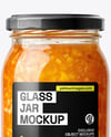 Clear Glass Jar with Orange Jam Mockup