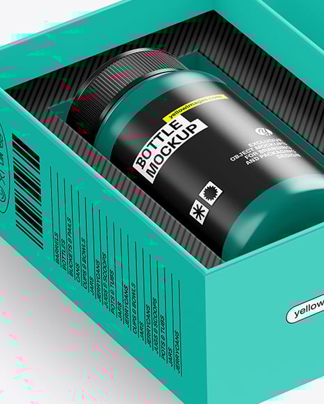 Pills Bottle in a Box Mockup