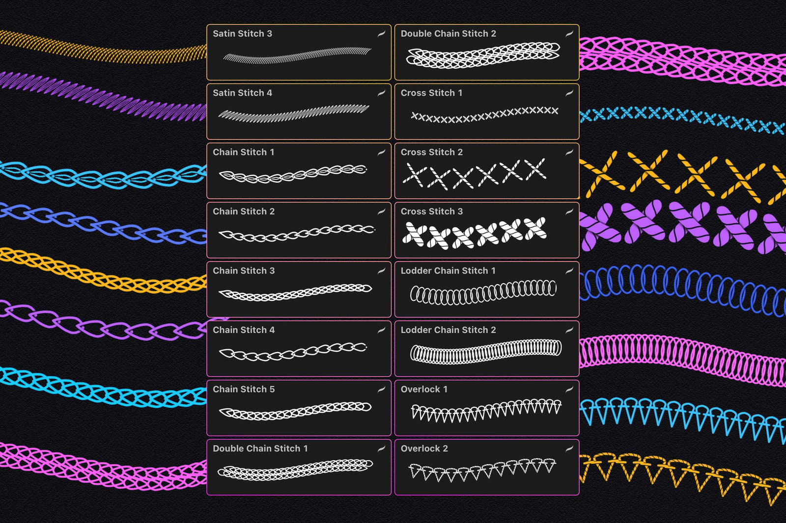 Embroidery Stitches Procreate Brushes