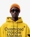 Afro-American Man Wearing Oversize Hoodie and Shorts Mockup