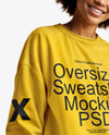 Black Woman Wearing an Oversize Sweatshirt and Shorts Mockup