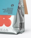Glossy Metallic Package with Paper Label Mockup