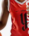 Afro-American Female Basketball Player Wearing Full Basketball Uniform Mockup