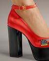 Platform Heels on Woman's Legs with Jeans Mockup
