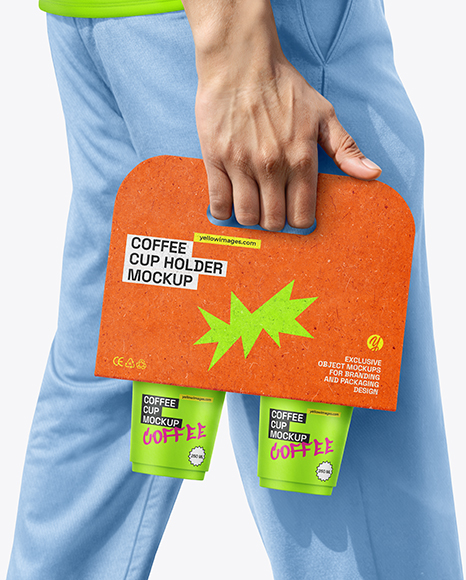 Man with Coffee Holder Mockup - Bowl packaging mockup