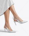 Pair of Slingbacks on Woman's Legs Mockup