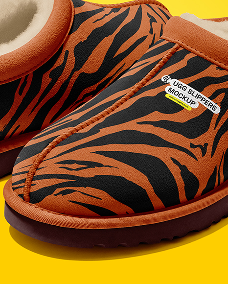 Pair of Women's UGG Slippers Mockup