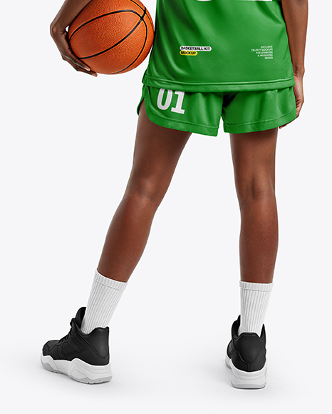 Afro-American Female Basketball Player Wearing Full Basketball Uniform Mockup