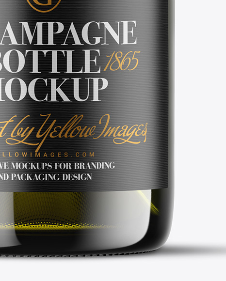 Green Glass Champagne Bottle Mockup