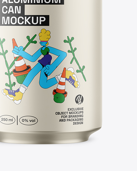250ml Matte Aluminium Drink Can Mockup
