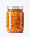 Glass Jar with Hot Pepper Jelly Mockup