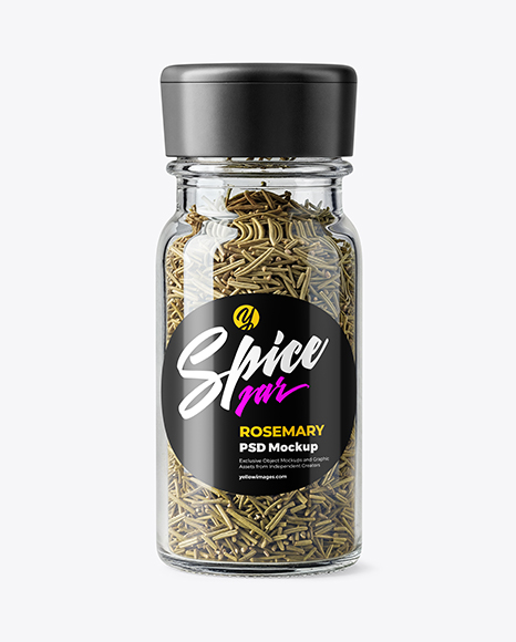 Glass Spice Jar with Rosemary Mockup - Seasoning mockup
